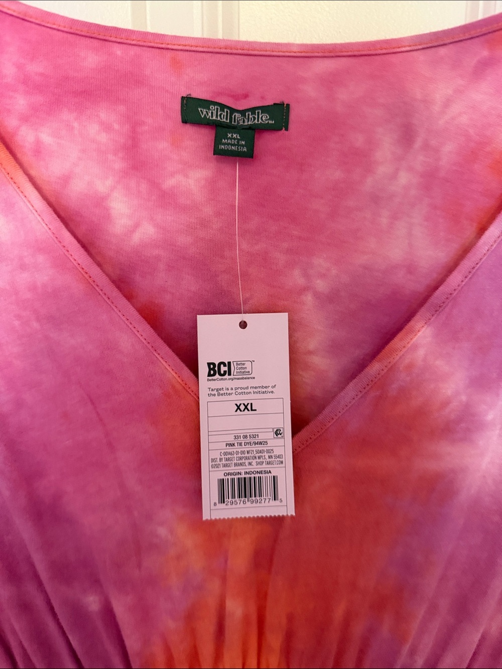 wild fable Pink & Orange Tie-Dye V-Neck Tiered Tunic - Picture 2 of 3